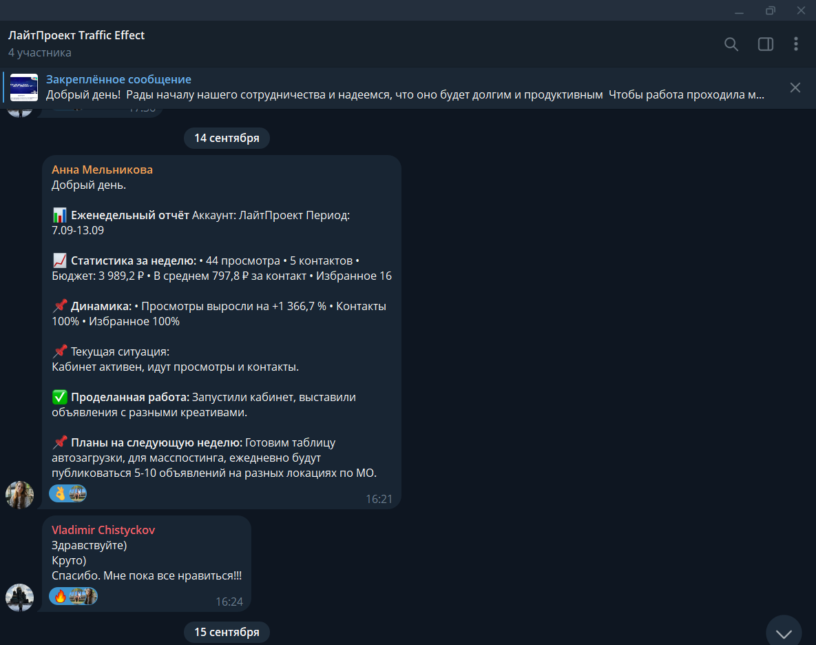 Скриншот отзыва — Владимир · ЛайтПроект